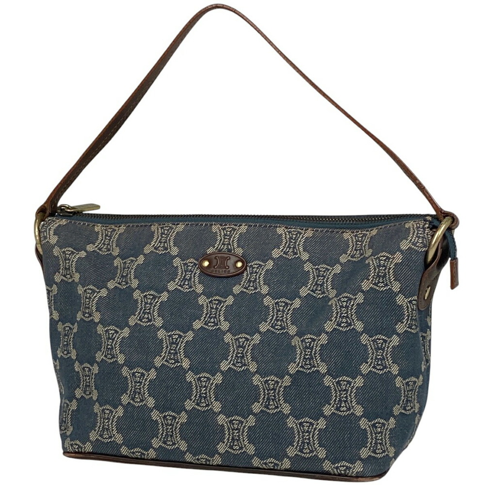 Celine Paris Macadam Handbag One Shoulder Canvas Blue Brown